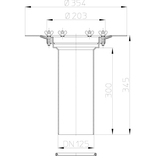 Extension 345 mm/ d 125 mm with PP flange Extension 345 mm/ d 125 mm with PP flange